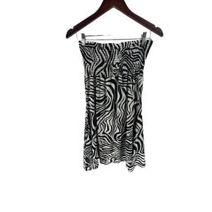 Aviva Black White Zebra Print Strapless Mini Dress Women's Size Small